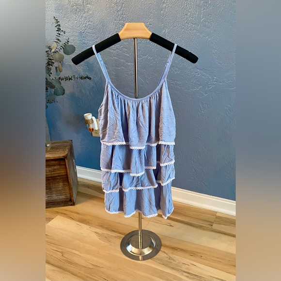 POL Tops - POL Blue Ruffled Sleeveless Top NWOT